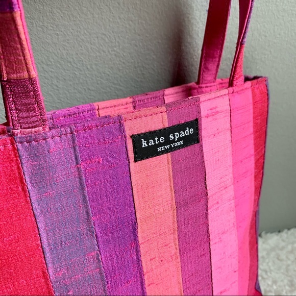 Kate Spade 90s Shantung Top Handle Pink Silk Evening Designer Tote Purse Barbie - Picture 5 of 16